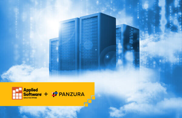 电脑塔坐在云应用软件Panzura品牌的左边角落
