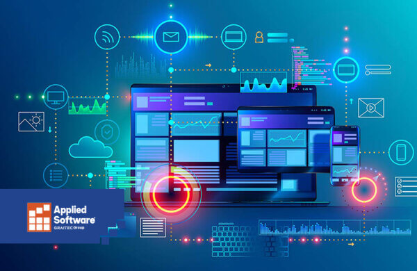 程式化的计算机硬件和蓝色和紫色的图像